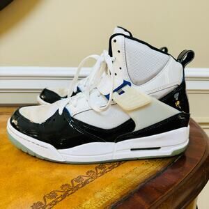 Jordan Flight 45 High Concord Mens DC2571-100 White Black Blue Sleek Size 9